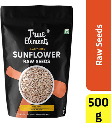 True Elements Raw Sunflower Seeds, Healthy Seeds, Rich in Calcium, High in Fibre & Protein Sunflower Seeds(500 g)