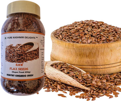 PURE KASHMIR DELIGHTS Flax Seeds | Seeds for Hair Growth | Dietary Fibre | Rich in Protein & Iron Brown Flax Seeds(250 g)