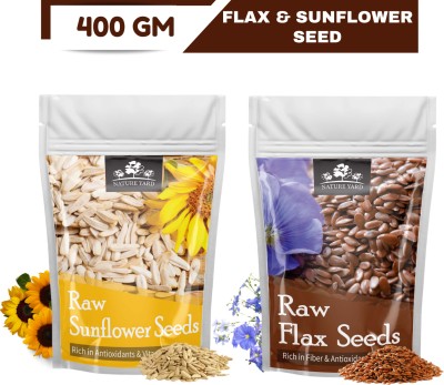 NATURE YARD Raw Seeds Combo Pack Sunflower & Flax 2*200 gm/Fibre Rich & Immunity Booster Sunflower Seeds, Brown Flax Seeds(400 g, Pack of 2)