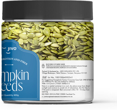 JIVO Raw Seeds Rich Fiber Calcium Protein Immunity Booster Diet Snacks Superfood Pumpkin Seeds(400 g)
