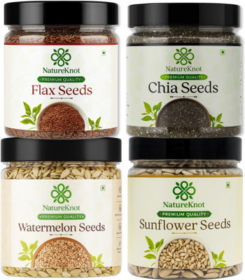 Natureknot Superfood Seeds Combo for Immunity & Weight Management Brown Flax Seeds, Chia Seeds, Watermelon Seeds, Sunflower Seeds(4 x 200 g)