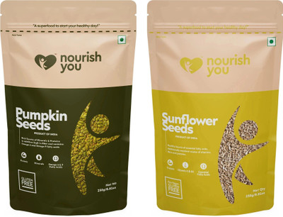 Nourish You Healthy Seed Combo | Sunflower Seeds 250G & Pumpkin Seeds 250G | Rich in Protien Pumpkin Seeds, Sunflower Seeds(2 x 250 g)