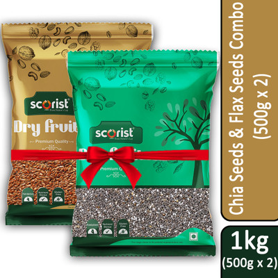 Scorist Popular Seeds Combo ( Chia Seeds 500g & Flax Seeds 500g) 1kg, Chia Seeds, Brown Flax Seeds(2 x 500 g)