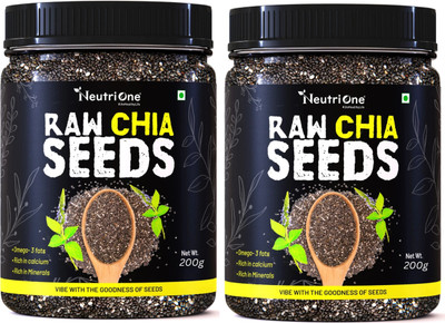NeutriOne Raw Chia Seeds for Weight Loss with Omega 3 ,Zinc and Fiber,Calcium Rich/Protein Chia Seeds(2 x 200 g)