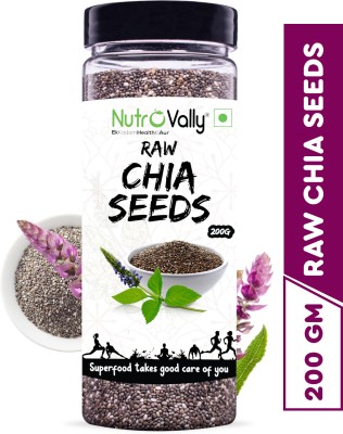 NutroVally Raw Chia Seeds for Weight Loss|Loaded with Omega 3, Zinc & Fiber|Diet Food Chia Seeds(200 g)