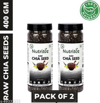 Nutritoz Natural Raw Chia seeds for Weight Loss with Omega 3, Fiber, Calcium and Zinc, Chia Seeds(2 x 200 g)