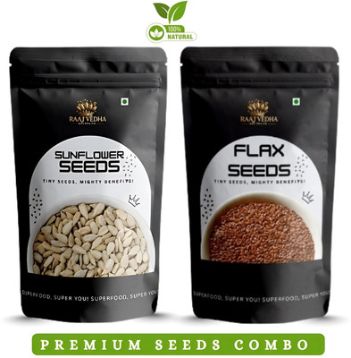 RAAJVEDHADRYFRUITS Premium And Healthy Super Seeds Combo, Brown Flax Seeds, Sunflower Seeds(2 x 100 g)