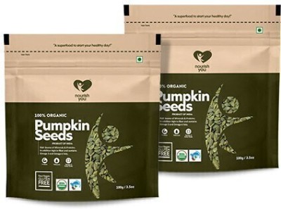 Nourish You Organic Pumpkin Seeds | High in Protein, Minerals and Omega 3 | 100g Each Pumpkin Seeds(200 g, Pack of 2)