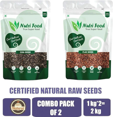 Nutri food Nutri food organic Raw chia seeds Raw flax seeds combo for weight loss | Chia Seeds, Brown Flax Seeds(2 x 1 kg)