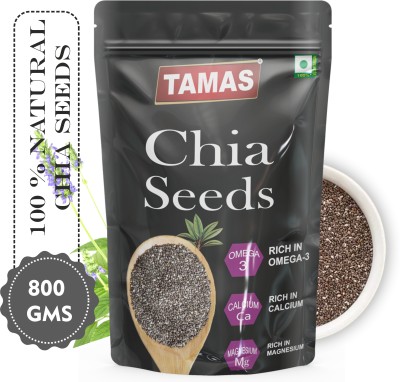 Tamas Raw Chia Seeds for Weight Loss with Omega 3, Calcium and Zinc, Fiber Rich Chia Seeds(800 g, Pack of 4)