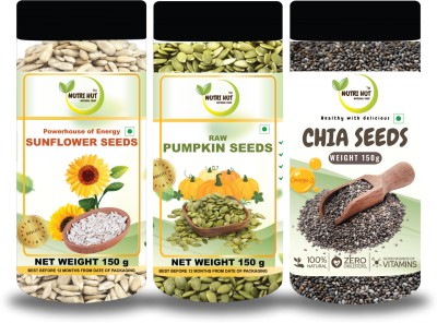 Nutri Hut Super Seeds Combo Pack - Sunflower, Pumpkin, and Chia Seeds Chia Seeds, Pumpkin Seeds, Sunflower Seeds(150 g, Pack of 3)