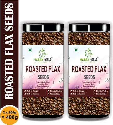 Hobby Herbs Roasted Flax Seeds 400g ( 2 x 200g )| Roasted Alsi | Rich in Omega 3 Roasted Flax Seeds(2 x 200 g)