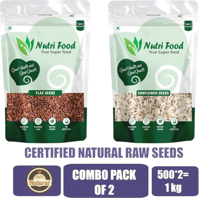 Nutri food Nutri food organic sunflower seeds and flax seeds combo for weight loss | Sunflower Seeds, Brown Flax Seeds(2 x 0.5 kg)