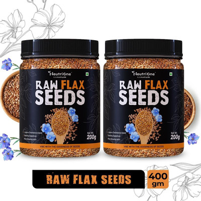 NeutriOne Raw Flax Seeds for Weight Loss Management, High Fiber, Protein, Calcium, Zinc Brown Flax Seeds(2 x 200 g)