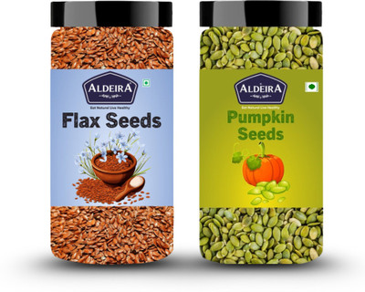 Aldeira Healthy Raw Seeds Combo Pack Each 250g - Flex Seeds & Pumpkin Seeds Brown Flax Seeds, Pumpkin Seeds(2 x 250 g)