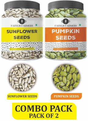 Farm & Farmers Pumpkin Seeds & Sunflower Seeds Combo for Healthy heart, Restful sleep, Boosted energy and Weight Management- 250GM Each Pumpkin Seeds, Sunflower Seeds(2 x 250 g)