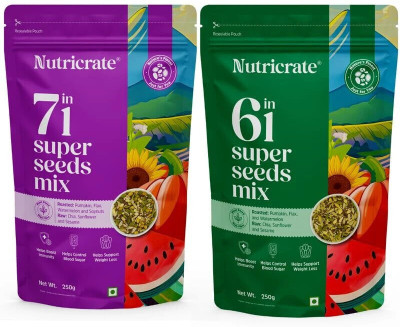 Nutricrate 7 in 1 Super Seeds Mix & 6 in 1 Super Seeds Mix l Protein Rich Roasted Seeds Mix Mixed Seeds(2 x 250 g)