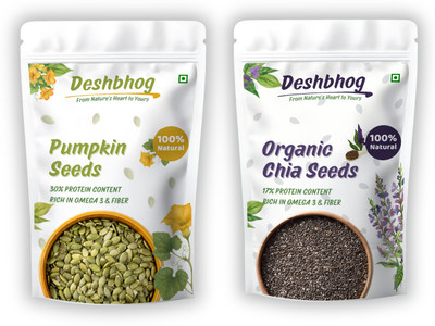 Deshbhog Deshbhog Chia and Pumpkin Seeds Combo (Pack of 2) | Protein Rich Pumpkin Seeds, Chia Seeds(2 x 250 g)