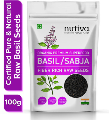Nutiva Basil Seeds for Weight Loss | Rich in Anti-Oxidants & Minerals | Sabja Basil Seeds(100 g)