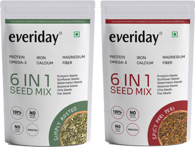 Everiday Simply Roasted & Spicy Peri Peri 6-in-1 Edible Seed Mix | Healthy Crunchy Snack Mixed Seeds(2 x 250 g)