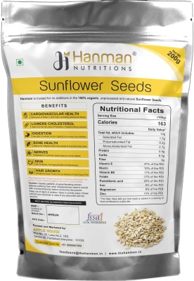 Hanman Nutritions Raw Sunflower Seeds, Rich in Magnesium, Protein & fiber, Edible Healthy Seeds Sunflower Seeds(200 g)