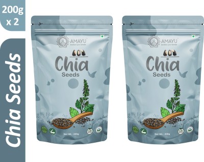 AMAYU Raw Organic with Omega 3, Zinc & Fiber | Calcium Weight Loss & Eating Combo Chia Seeds(400 g, Pack of 2)