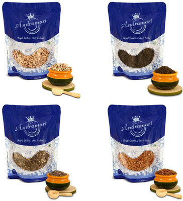 ANDRAMART Natural solitaire Sunflower, Basil, Chia and Flax mixed combo seeds Mixed Seeds(4 x 100 g)