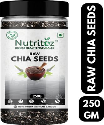 Nutritoz Raw for Weight Loss with Omega-3, Calcium, Zinc & Fiber Rich Chia Seeds(250 g)