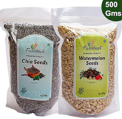 Farmbean Seeds Combo 500 g (Pack of 2 Each 250Gms )Chia Seed,Watermelon Seed Chia Seeds, Watermelon Seeds(2 x 125 g)