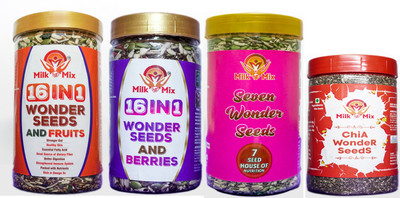 Milk'O'Mix 16-in-1 Wonder Seeds & Fruits, Berries&Seven Wonder Seeds &Chia Seeds Mixed Seeds, Chia Seeds(4 x 0.68 kg)