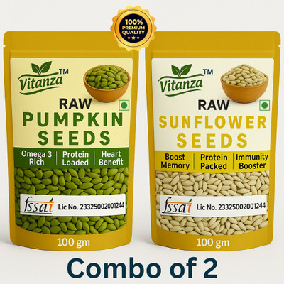 Vitanza (Combo 2) Raw Pumpkin Seeds 100g & Sunflower Seeds 100g [Best For Skin & Hair] Mixed Seeds(2 x 100 g)