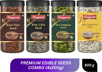HAPPENIN Premium Weight Loss Seed Mix | Chia, Flax, Pumpkin & Sunflower seeds | Chia Seeds, Pumpkin Seeds, Brown Flax Seeds, Sunflower Seeds(4 x 200 g)