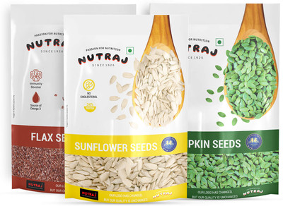 Nutraj Flax Seeds 200g, Pumpkin Seeds 200g & Sunflower Seeds 200g, Seeds for Eating Sunflower Seeds, Pumpkin Seeds(3 x 200 g)
