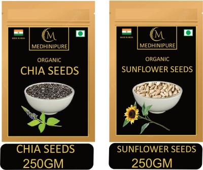 medhinipure Combo Pack of Chia Seeds and Sunflower Seeds 250 Gram Each Pack Chia Seeds, Sunflower Seeds(500 g, Pack of 2)