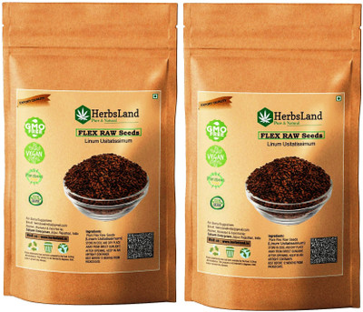 HerbsLand Flax Seeds for Weight Loss (Rich in Fibre and Omega -3) (200 gm Each) Roasted Flax Seeds(2 x 200 g)