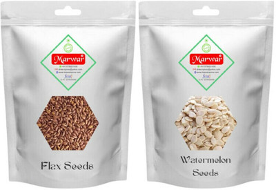 Marwar Combo Pack | Flax Seeds + Watermelon Seeds Mixed Seeds(2 x 125 g)