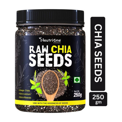NeutriOne Raw Chia Seeds for Weight Loss with Omega 3 ,Zinc and Fiber,Calcium Rich/Protein Chia Seeds(250 g)