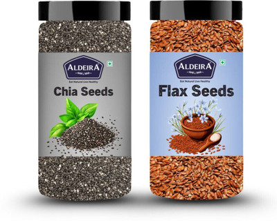 Aldeira Healthy Raw Seeds Combo Pack Each 400g - Chia Seeds & Flax Seeds Chia Seeds, Brown Flax Seeds(2 x 400 g)