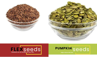 ANDRAMART Natural solitaire Raw Flax and Pumpkin mixed combo seeds Mixed Seeds(2 x 0.5 kg)