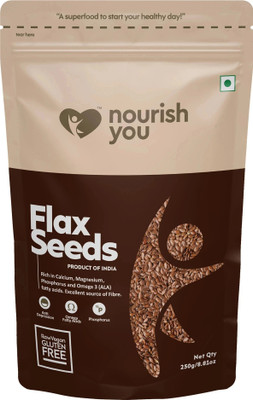 Nourish You Flax Seeds | Rich in Omega 3, Calcium and Fatty Acid - 250 G Brown Flax Seeds(250 g)