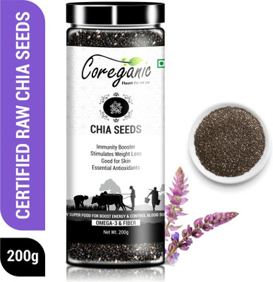 Coreganic Certified Raw Chia Seeds for Weight Loss with Omega 3 Chia Seeds(200 g)