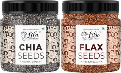 lila dry fruits CHIA SEEDS & FLAX SEEDS 500 GM JAR EACH Brown Flax Seeds, Chia Seeds(1000 g, Pack of 2)