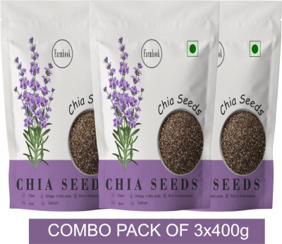 Farmhook Organic Chia Seeds - Nutritious Seeds, Rich in Calcium, Fibre & Protein 400g X 3 Chia Seeds(1200 g, Pack of 3)