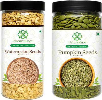 Natureknot Watermelon Seeds & Pumpkin Seeds Combo Pack | Rich in Protein, Fiber & Omega-3 | Watermelon Seeds, Pumpkin Seeds(2 x 400 g)