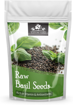 NATURE YARD Raw Basil/Sabja/Tukmaria/Bapji Seeds for Weight Loss - 250 gm - Rich in Protein , Iron , Folic acid, Dietary Fiber , Calcium , Anti Oxidants Basil Seeds(250 g)