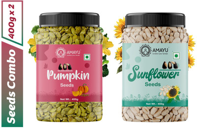 AMAYU Raw Pumpkin Seeds | Sunflower Seeds for Eating Mix Combo Pumpkin Seeds(2 x 400 g)