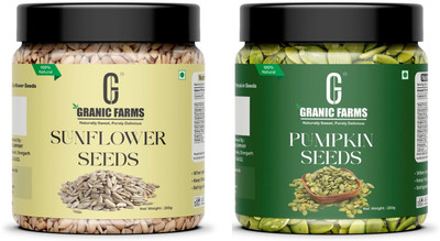 GRANIC FARMS Premium Raw Pumpkin Seeds&Sunflower Seeds for Protein and Fibre 250gram each Sunflower Seeds, Pumpkin Seeds(2 x 250 g)