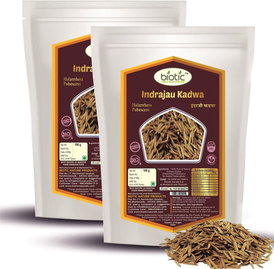 biotic Indrajav Kadwa Seeds (Holarrhena Pubescens) Indrajao - Indrajau Mixed Seeds(2 x 100 g)