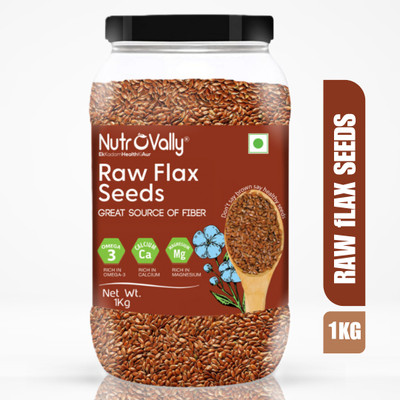 NutroVally Flax Seeds for Weight Loss Rich in Protein, Fiber and Omega 3 with Healthy Heart Brown Flax Seeds(1 kg)