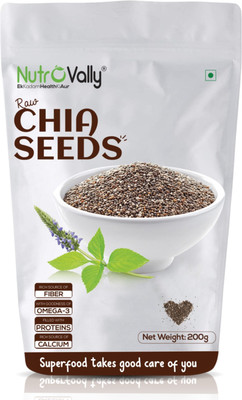 NutroVally Raw Chia Seeds for weight loss with Omega 3 and Fiber, Calcium Rich Chia Seeds(200 g)